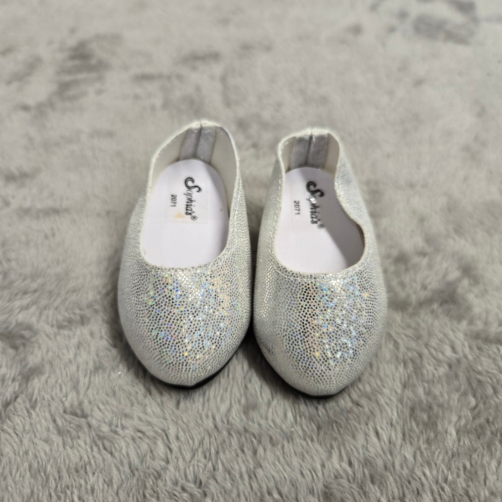 Sophias 14 Inch Doll Silver Glitter Kitten Heel Shoes Style 2071